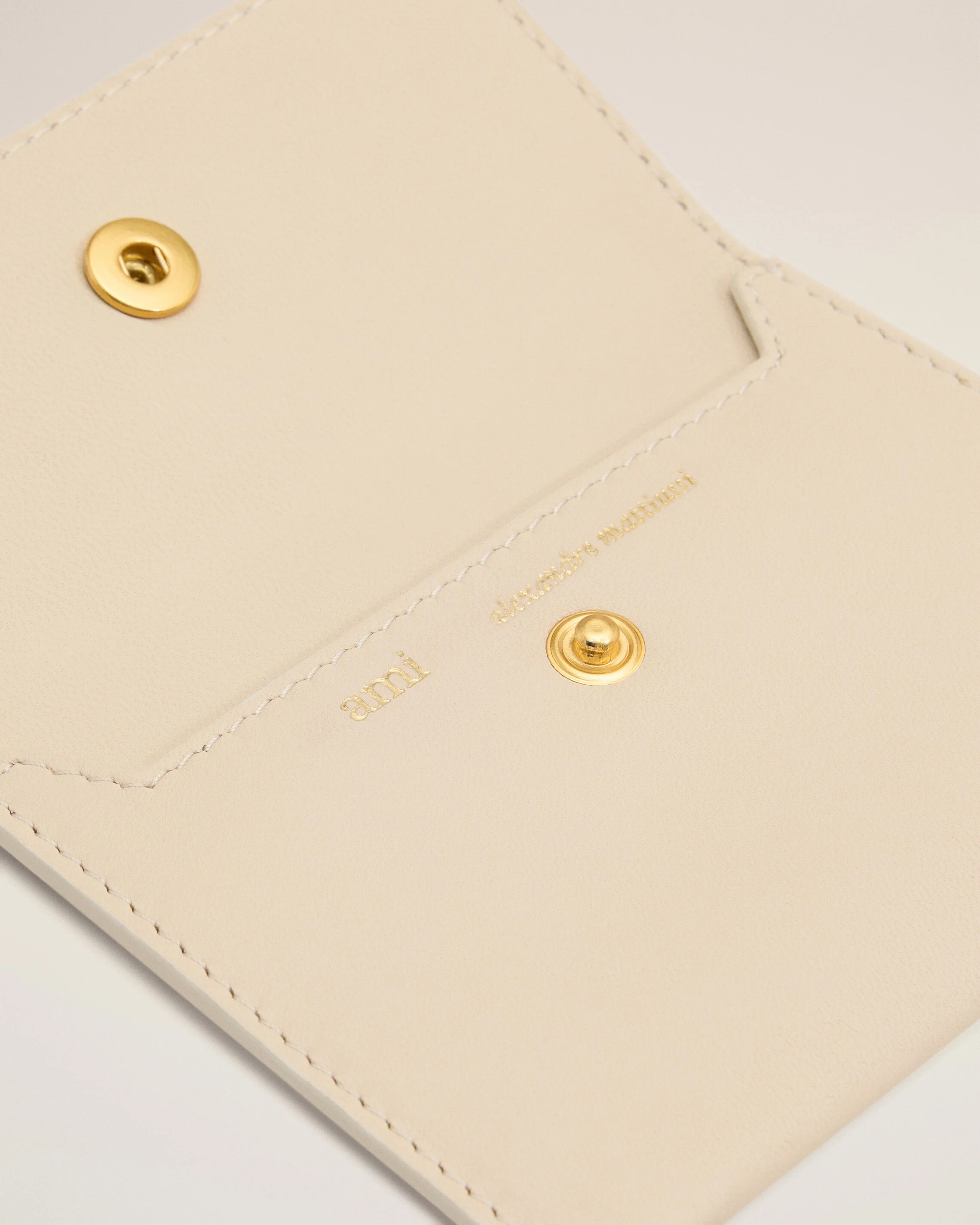 Porte-Cartes Beige Plié Carrousel En Cuir - Image 3